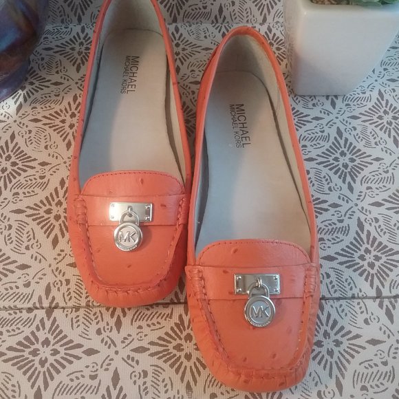 Michael Kors Charm Flats Loafers | Orange Dot, 7.5
